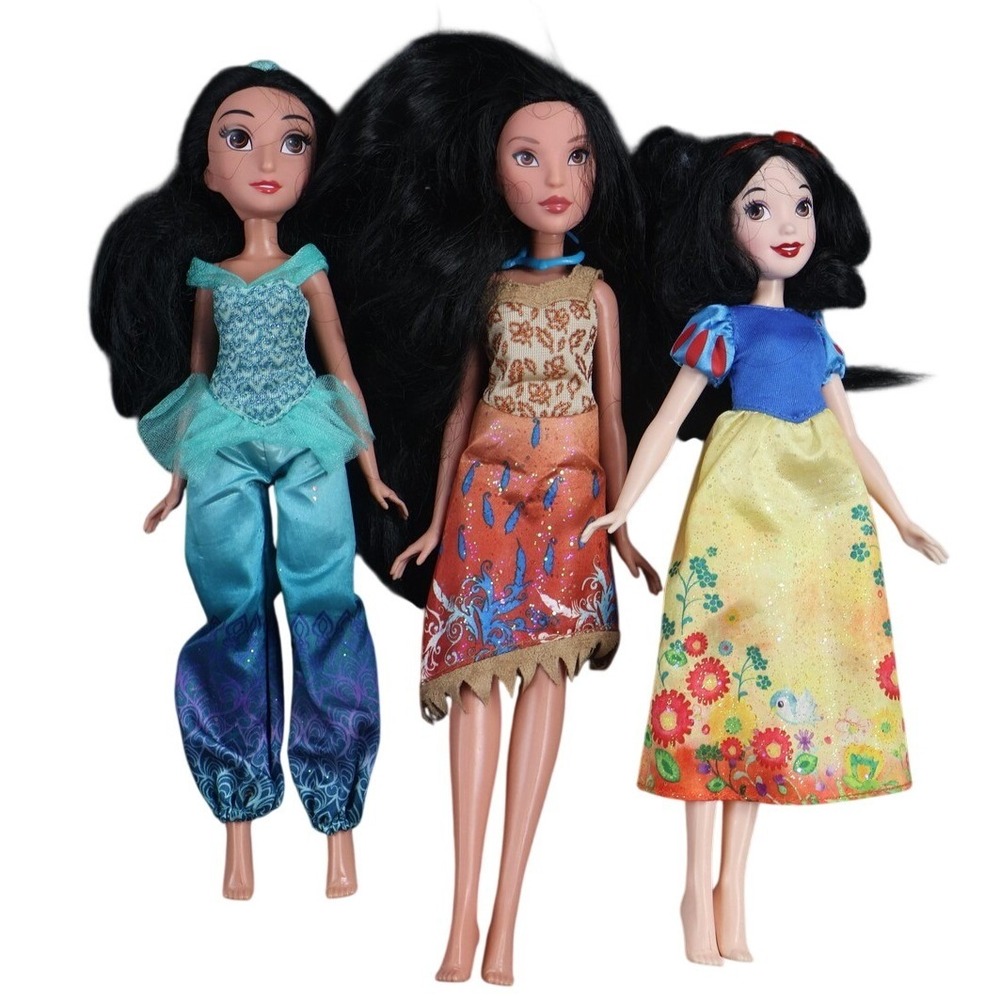 Disney Princess Doll Lot Jasmine Pocahontas Snow White with‎ Outfits Mattel